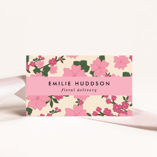 Pink Flowers, Floral Pattern, Florist, Flower Shop Business Card