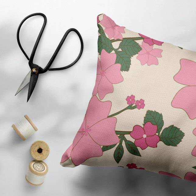 Pink Flowers, Floral Pattern, Pattern Of Flowers Accent Pillow (Creator Uploaded)