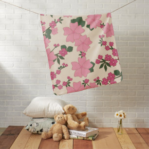Pink Flowers, Floral Pattern, Pattern Of Flowers Baby Blanket