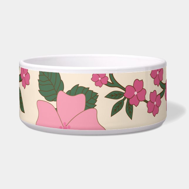 Pink Flowers, Floral Pattern, Pattern Of Flowers Bowl (Front)