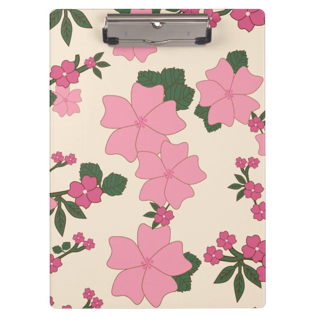 Pink Flowers, Floral Pattern, Pattern Of Flowers Clipboard (Front)