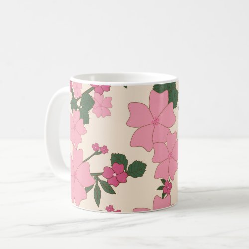 Pink Flowers Floral Pattern Pattern Of Flowers Coffee Mug