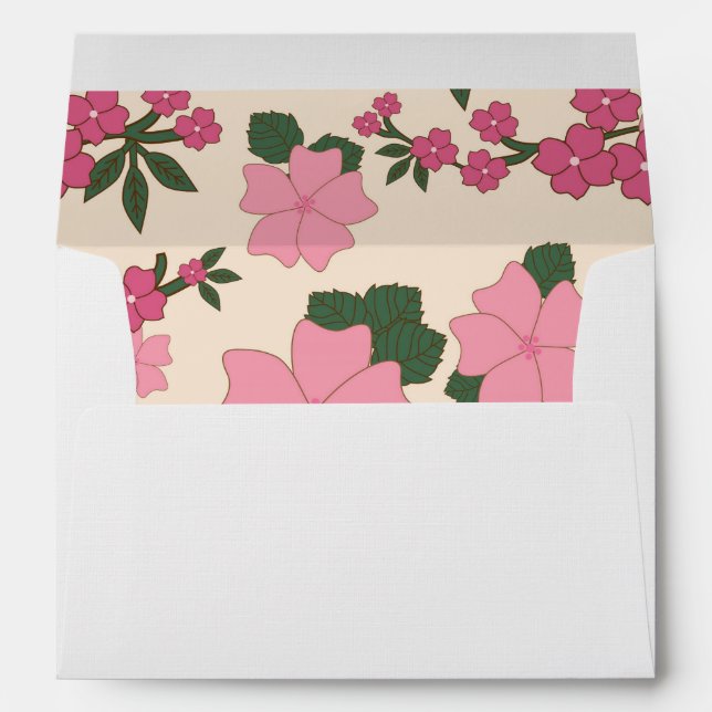 Pink Flowers, Floral Pattern, Pattern Of Flowers Envelope (Back (Bottom))