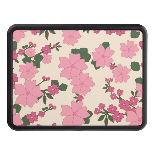 Pink Flowers, Floral Pattern, Pattern Of Flowers Hitch Cover (Front)
