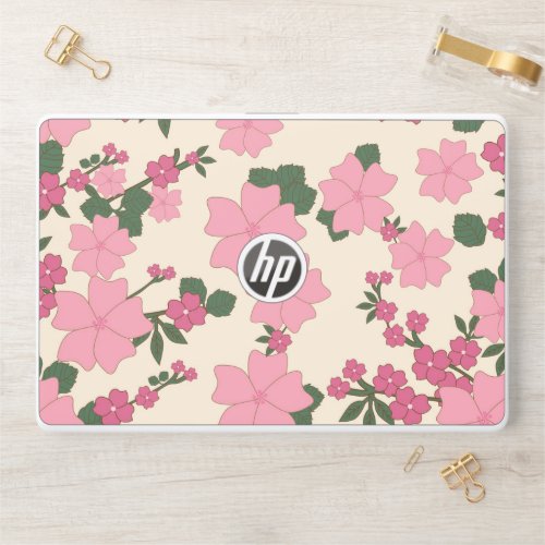 Pink Flowers Floral Pattern Pattern Of Flowers HP Laptop Skin