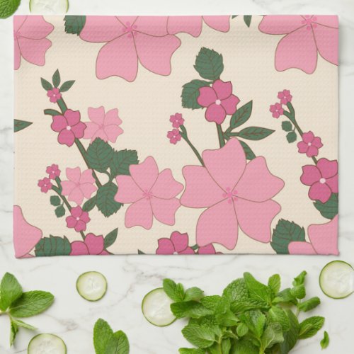 Pink Flowers Floral Pattern Pattern Of Flowers Kitchen Towel