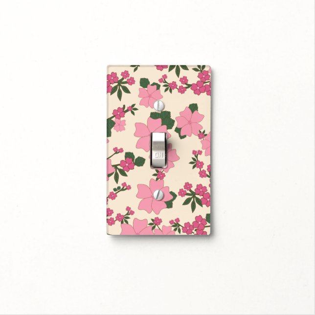 Pink Flowers, Floral Pattern, Pattern Of Flowers Light Switch Cover (In Situ)