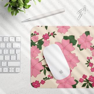 Pink Flowers, Floral Pattern, Pattern Of Flowers Mouse Pad