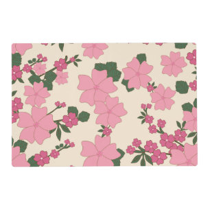 Pink Flowers, Floral Pattern, Pattern Of Flowers Placemat