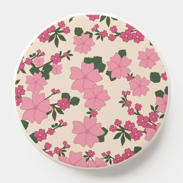 Pink Flowers, Floral Pattern, Pattern Of Flowers PopSocket (Popsocket)