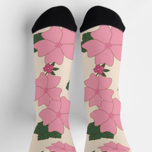 Pink Flowers Floral Pattern Pattern Of Flowers Socks