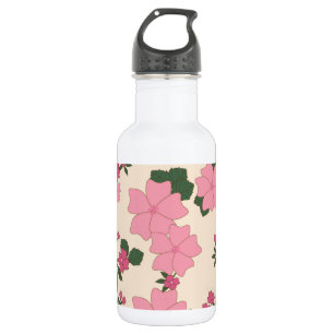Pink Flowers, Floral Pattern, Pattern Of Flowers Stainless Steel Water Bottle