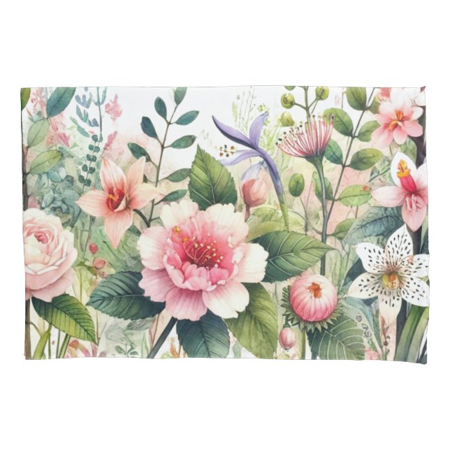 Pink Flowers Floral  Pillow Case (Front)