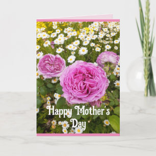 Pink Flowers Floral Rose Roses Mothers Day Card