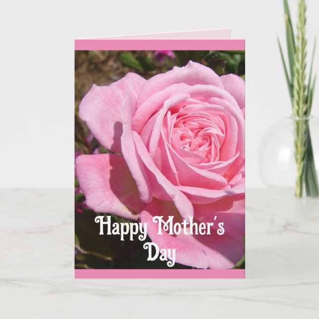 Pink Flowers Floral Rose Roses Mothers Day Card (Front)