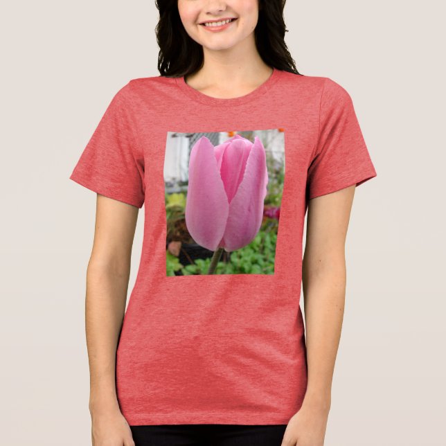Pink Flowers Floral Tulip Tulips Garden T Shirt (Front)