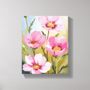 Pink Flowers   Floral Watercolor Painting Canvas Print