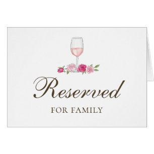 Pink flowers. Floral wedding. Roses reserved sign Cards
