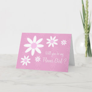 Pink Flowers Flower Girl Invitation Card