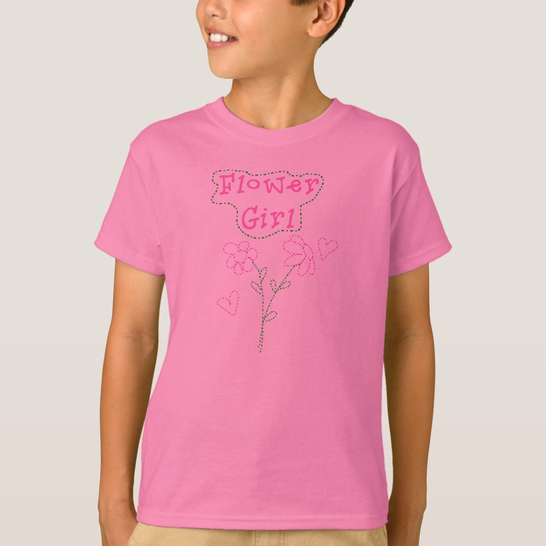 Pink Flowers Flower Girl T-Shirt | Zazzle