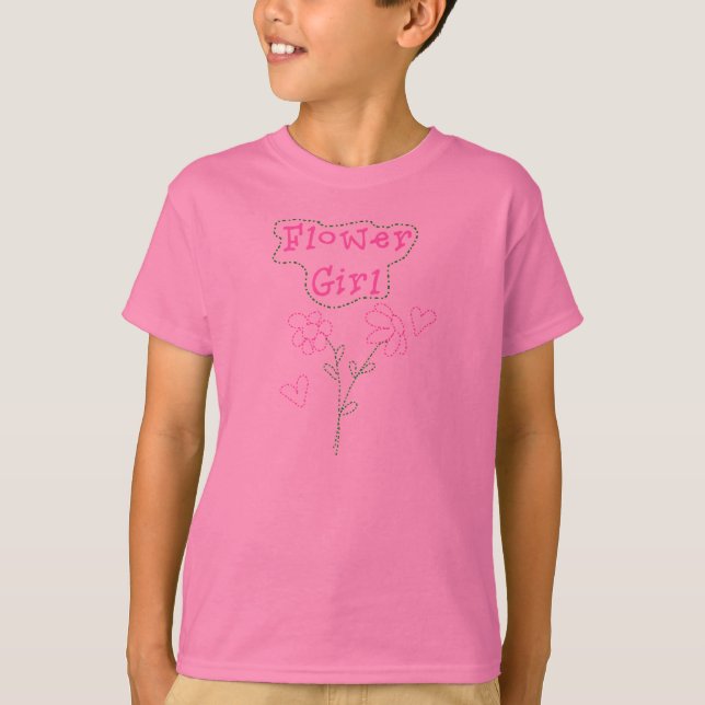 Pink Flowers Flower Girl T-Shirt (Front)
