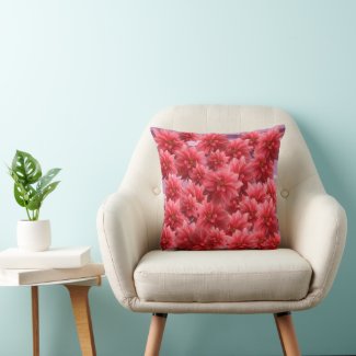 Pink Flowers  Flower Power Throw Pillow
