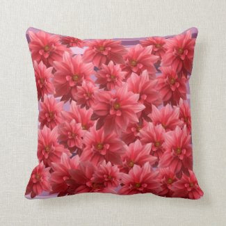 Pink Flowers  Flower Power Throw Pillow
