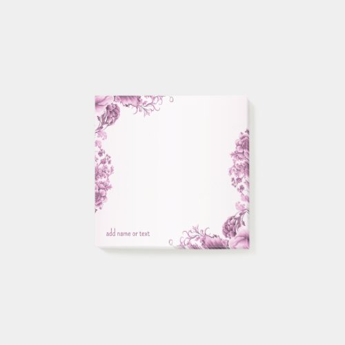 Pink Flowers Frame Leaves Elegant Modern Post_it Notes
