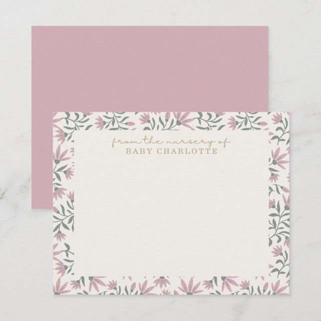 Pink flowers  | from the nursery of card  (Front/Back)