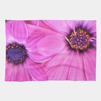Pink Flowers Gerbera Daisy Floral Kitchen Towel by YourSparklingShop at Zazzle