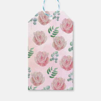 Pink flowers gift tags 