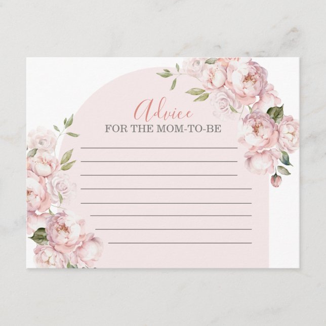 Pink Flowers Girl Baby In Bloom Advice for Mom Enclosure Card (Front)