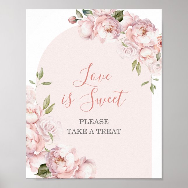 Pink Flowers Girl Baby In Bloom Love is Sweet Poster (Front)