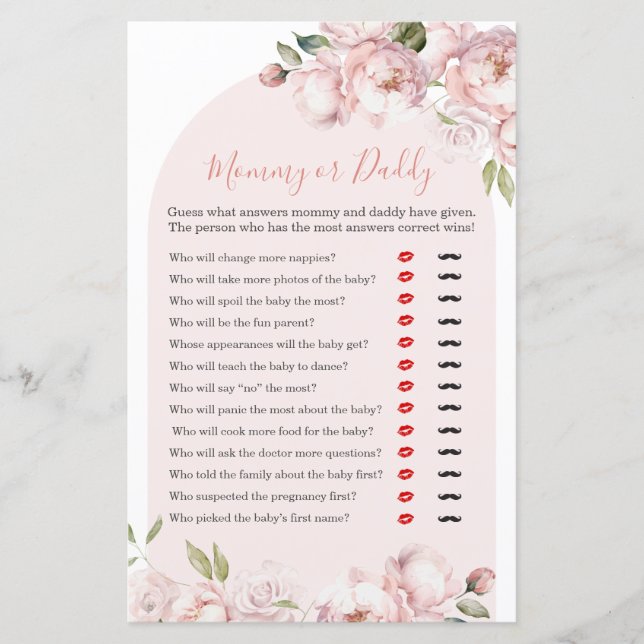 Pink Flowers Girl Baby In Bloom Mommy or Daddy (Front)