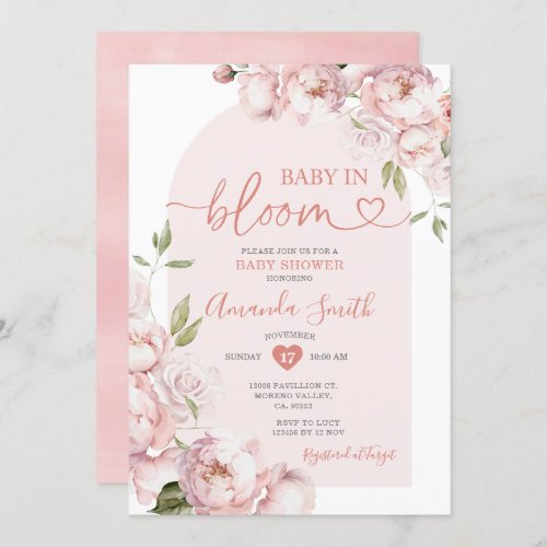 Pink Flowers Girl Baby Shower Baby in Bloom Invitation