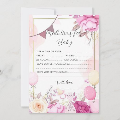 Pink Flowers Girl Baby Shower Game  Invitation