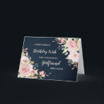 Pink Flowers Girlfriend Birthday Card<br><div class="desc">Pretty and thoughtful greeting card for your girlfriend's birthday with light blush pink watercolor flowers and hand lettered style text.</div>