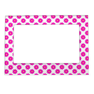 Pink Flowers Girly Magnetic Picture Frame