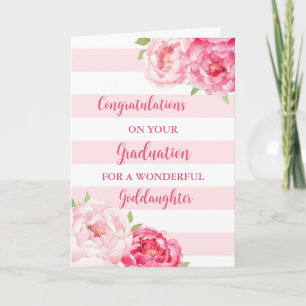 Pink Flowers Goddaughter Graduation Card