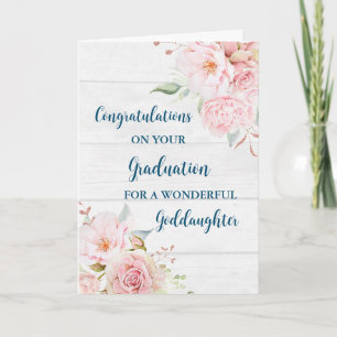 Pink Flowers Goddaughter Graduation Card