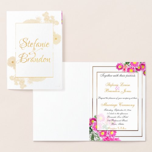 Pink FlowersGold Foil Foil Card