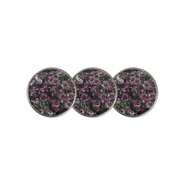 PINK FLOWERS GOLF BALL MARKER (3 Up)