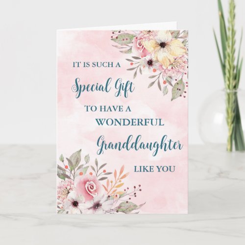 Pink Flowers Granddaughter Happy Mothers Day Card