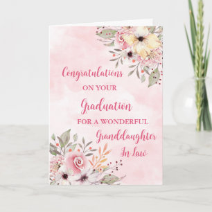Pink Flowers Granddaughter in Law Graduation Card