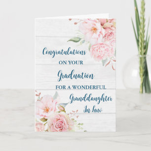 Pink Flowers Granddaughter in Law Graduation Card