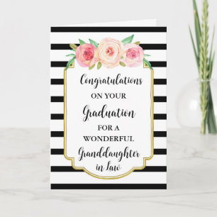 Pink Flowers Granddaughter in Law Graduation Card