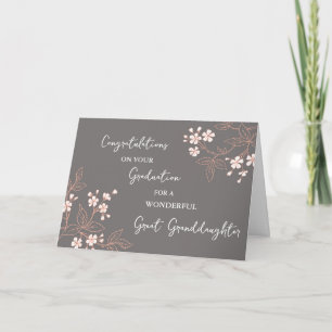 Pink Flowers Great Granddaughter Graduation Card