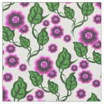 Pink flowers/green leaves/Folk art floral Fabric