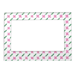 Pink Flowers Green Leaves Pattern Magnetic Frames
