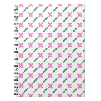 Pink Flowers Green Leaves Pattern Notebook